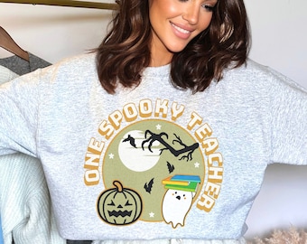 One Spooky Teacher, Spooky Teacher Sweatshirt, Halloween Teacher, Fall Teacher Shirt, Cute Halloween Shirt, Teach shirt, Ghost Teacher