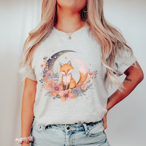 Cute Fox Shirt, Fox Print Shirt, Fox Lover Shirt, Floral Fox Shirt, Gifts for Fox Lovers, Cottagecore Clothing, Forestcore Shirt, Woodland