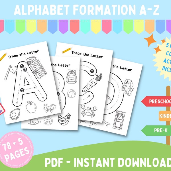 Learn the Alphabet | Preschool | Kindergarten | Homeschool | Kids Activities | Kids Learning | Coloring | Tracing | Alphabet | Learn ABC