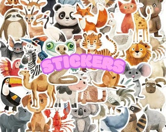 Kawaii Animal Stickers, Random Pack for Laptops, Water Bottles, Birthday Goodies, Party Favors