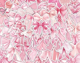Pink Ribbon Bow Stickers, Coquette Sticker, Pastel Bow Stickers, Ribbon Stickers Pack, bow tie, bullet journal, scrapbook, kindle, kobo
