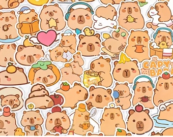 Capybara Stickers, Kawaii Laptop Decals, Stationery