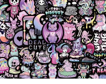 Cute Gothic Magic Style Sticker, Mystical Stickers, Gothic Stickers, Dark Culture Stickers for Kindle, Phone Cases, Notebooks