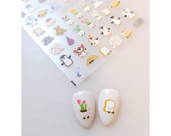 Jelly Fans Nail Stickers, Flower Nail Art Decals, 3D Manicure Supplies