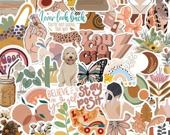 Boho Stickers, Abstract Art Stickers, Positive Quote Sticker, Minimal Warm Sticker, Aesthetic Stickers, Scrapbook Kindle Laptop Water Bottle