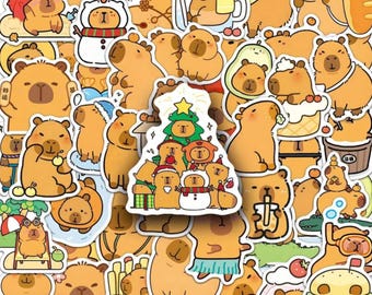 Capybara Waterproof Sticker, Kawaii journal stickers, Mystery sticker pack, Aesthetic stickers, laptop, Scrapbooking