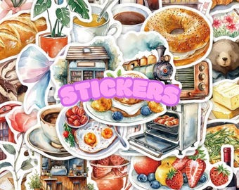 Watercolor Weekend Brunch Assorted Stickers