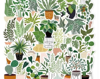Houseplant Sticker Set, Waterproof Potted Plant Decals, Journaling
