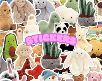 Kawaii Jelly Fans Plushie Stickers, Mystery Jelly Cat Grab Bag