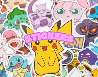 Anime Inspired Sticker Pack, Poke Fan Decals, Retro Game Stickers