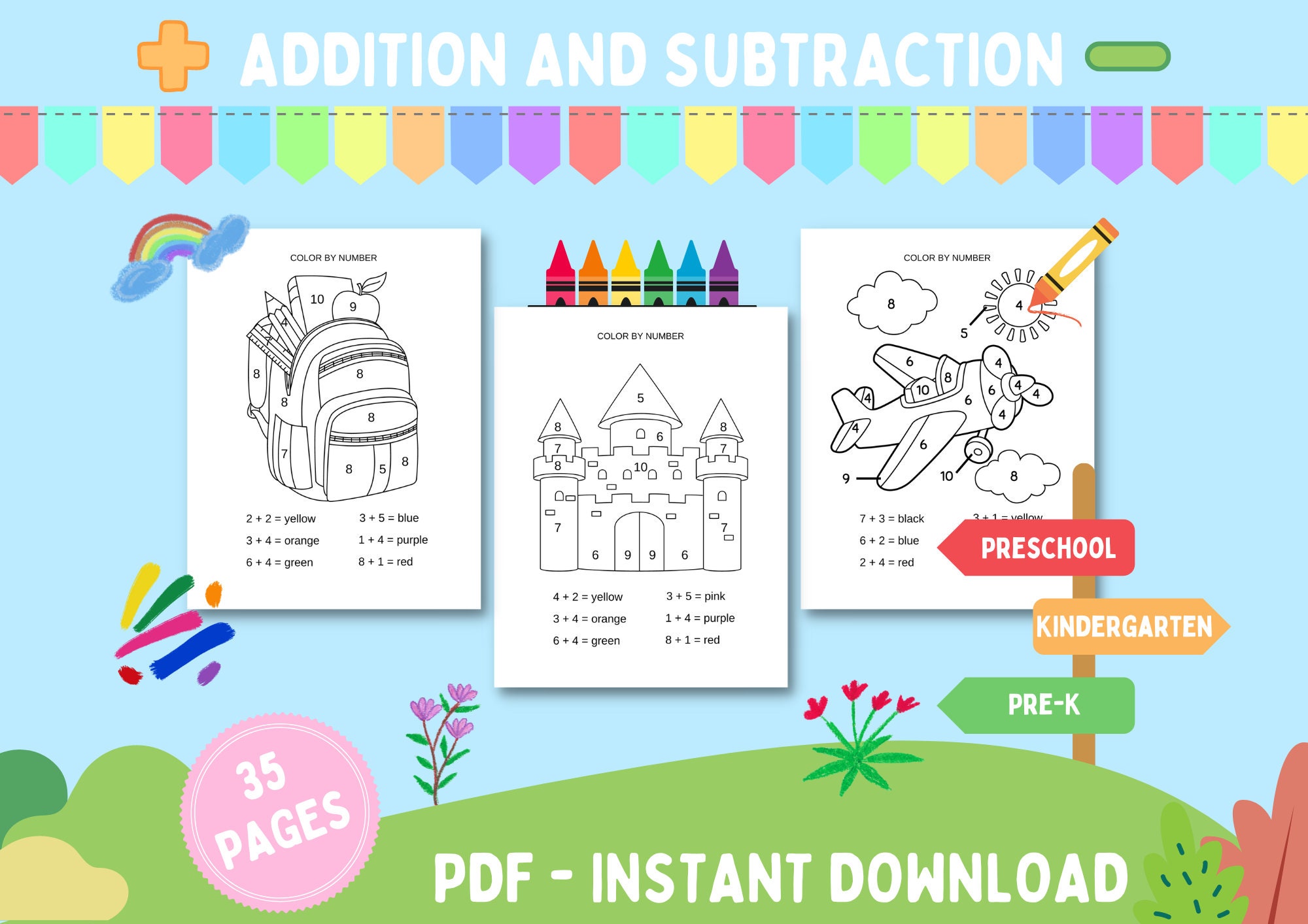 Basic Math Worksheets, Addition, Subtraction, Add With Number Lines ...