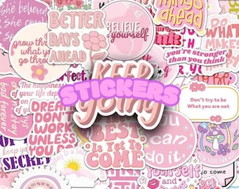 Pink Inspirational Motivational Quote Stickers, Motivational Phrases for Luggage, Phone cases, notebook, kindle