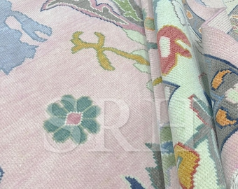 Pink Multicolor Rug Floral Oushak style Hand Knotted - Handmade carpet for Living Room - Contemporary