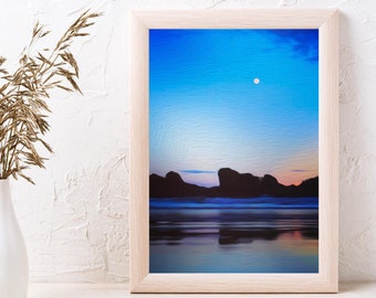 Delicate Beach Photography Cresent Head Sunset Moon Beach Digital Download Wall Print File Coastal