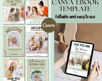 Green Ebook Template canva, Kid's Ebook Template, Ebook for educator, Pastel education Ebook, Colourful Ebook template,Canva Ebook Template
