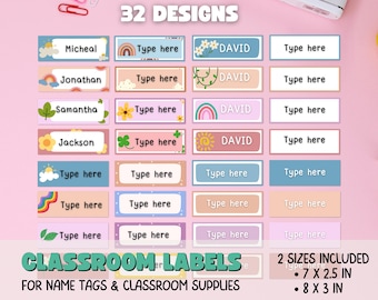 school name labels for classroom table, school labels
