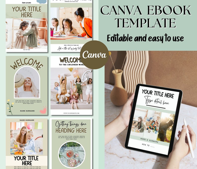 グリーン電子書籍テンプレートCanva、子供向け電子書籍テンプレート、教育者向け電子書籍、パステル教育電子書籍、カラフルな電子書籍テンプレート、Canva電子書籍テンプレート 画像 1