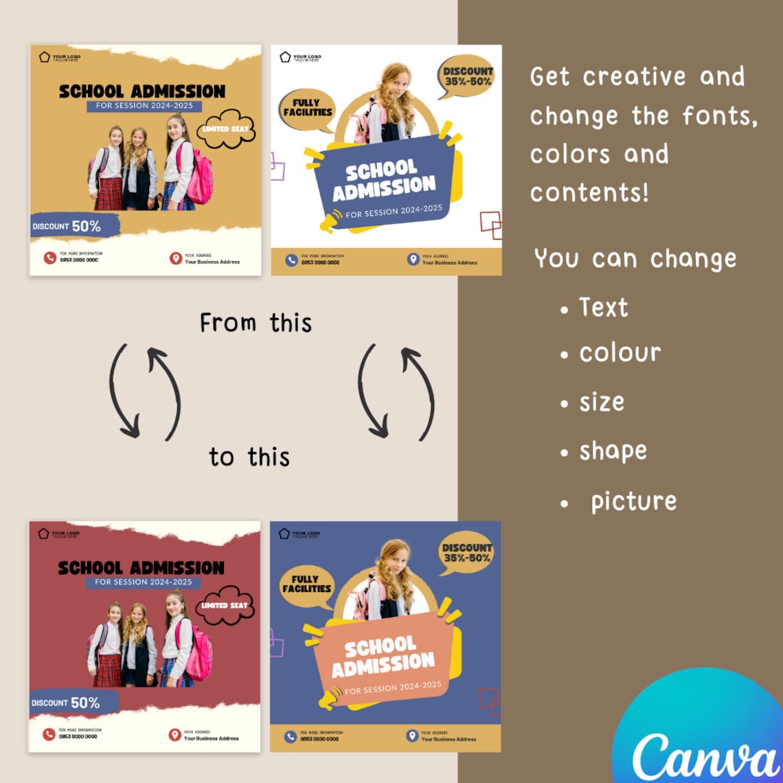 Editable School Education Admission Marketing Instagram Post Template ...