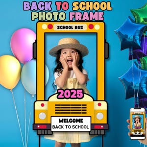 Back to school photo frame editable in Canva, first day of school photo frame, school printable