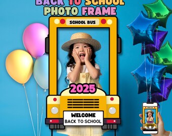 Back to school photo frame editable in Canva, first day of school photo frame, school printable