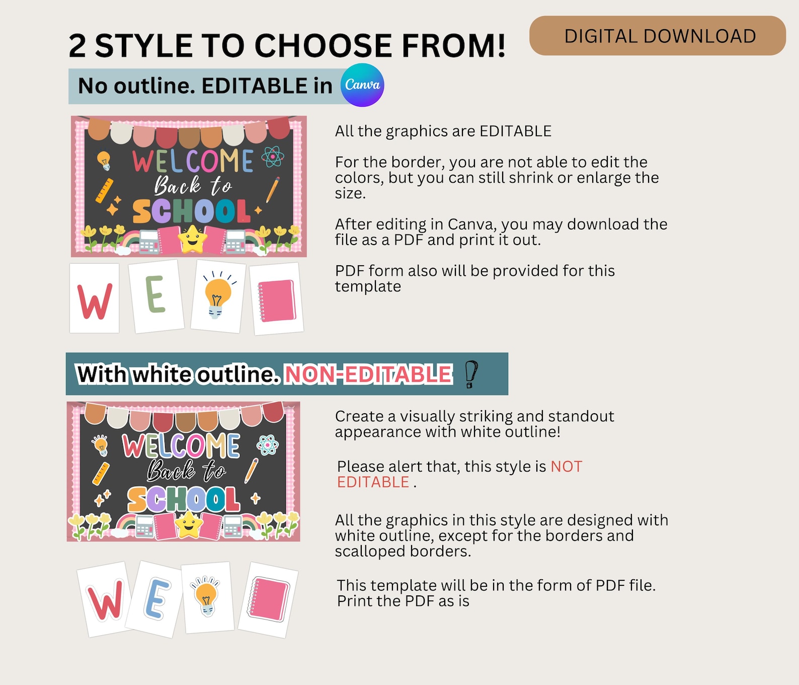 Welcome Back to School Editable Classroom Bulletin Board Kit Cute ...