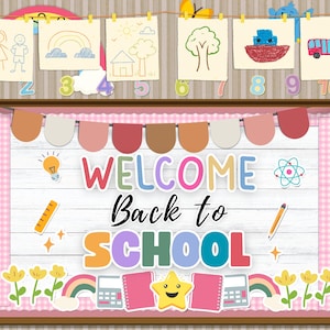 Welcome Back to School Editable Classroom Bulletin Board kit cute decoration Canva, Teacher Classroom decorations kit