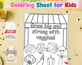 Veggie Power! Coloring Sheet for Kids