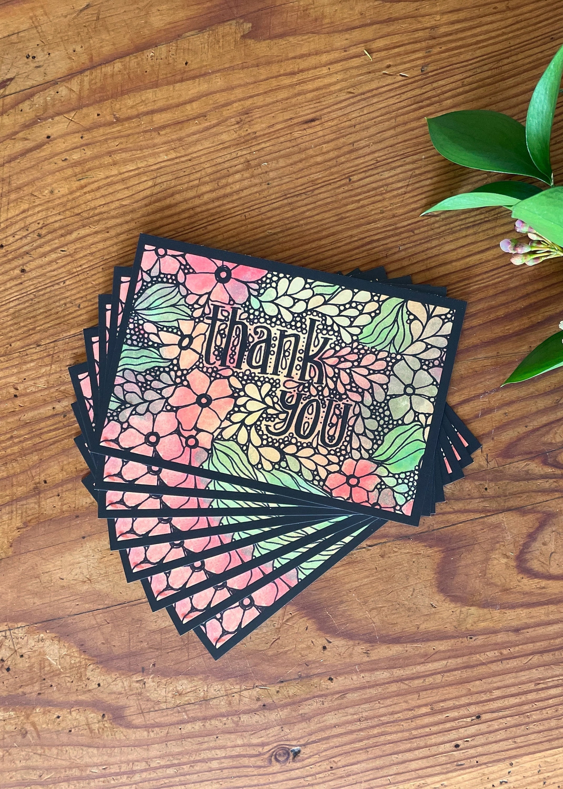 Floral Watercolor Thank You Postcard Set of 8 - Etsy