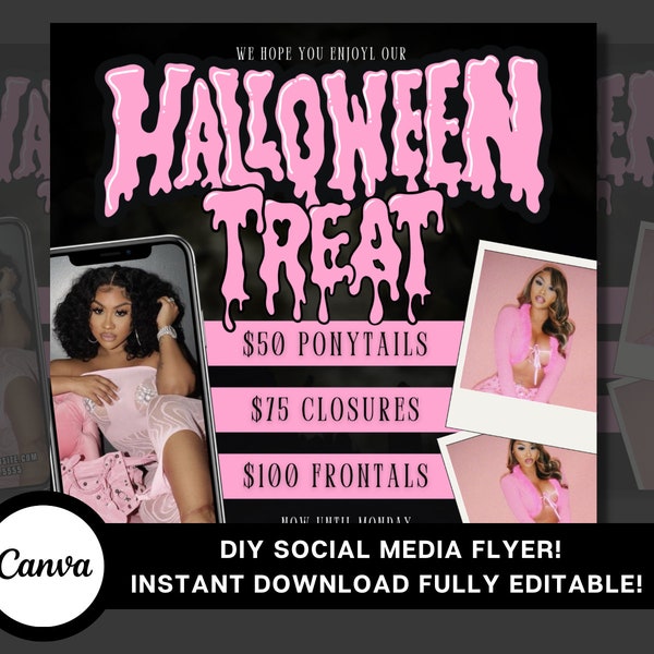 Halloween Sale Flyer, Fall Sale Template, October Flyer, Event Flyer, Premade Social Media Flyer, Hair Makeup Flyer, Book Now Flyer, Canva