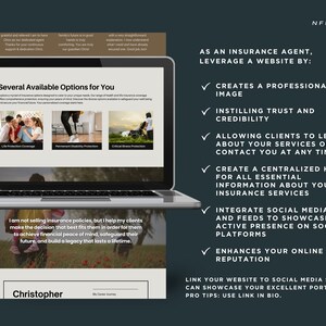 Insurance Agent Website Canva Template, Professional Theme (digital ...