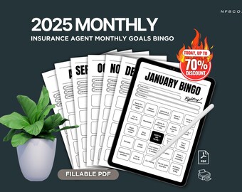 Monthly Vision Board Bingo, 2025 Task Tracker, Goal-Setting Tracker, Digital Planner 2025, Vision Board Kit, Sub Goal, Priority To Do List
