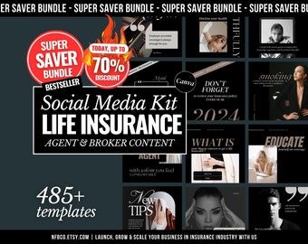 Life Insurance Agent Social Media Kit: 485+ Canva Templates