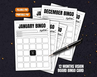 Monthly Bingo Card, 2025 Vision Board Bingo, Goal Setting Planner Printable Bingo Card, 2025 Monthly Goals Tracker, Manifestation Bingo Card