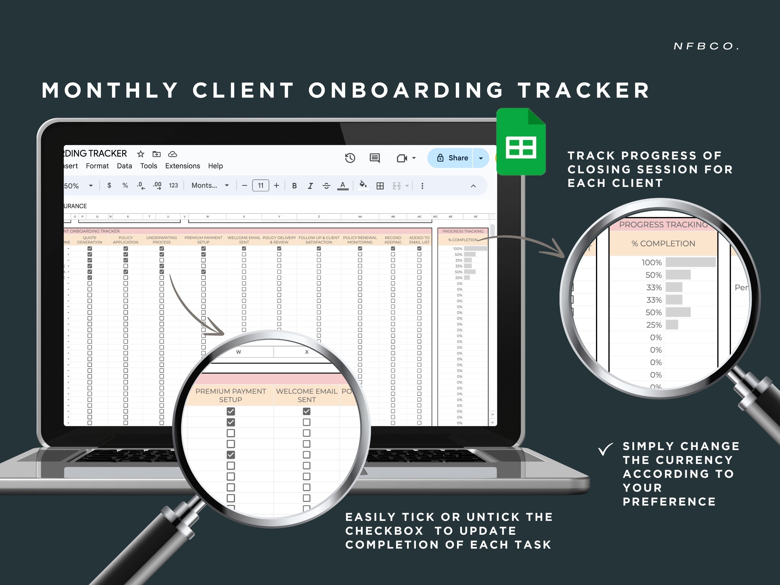 Insurance Agent Client Tracker | Monthly Google Sheets Template - Etsy