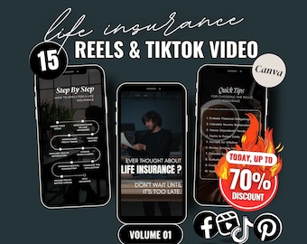 Insurance Agent Reels & TikTok Video Templates, Canva Social Media Marketing