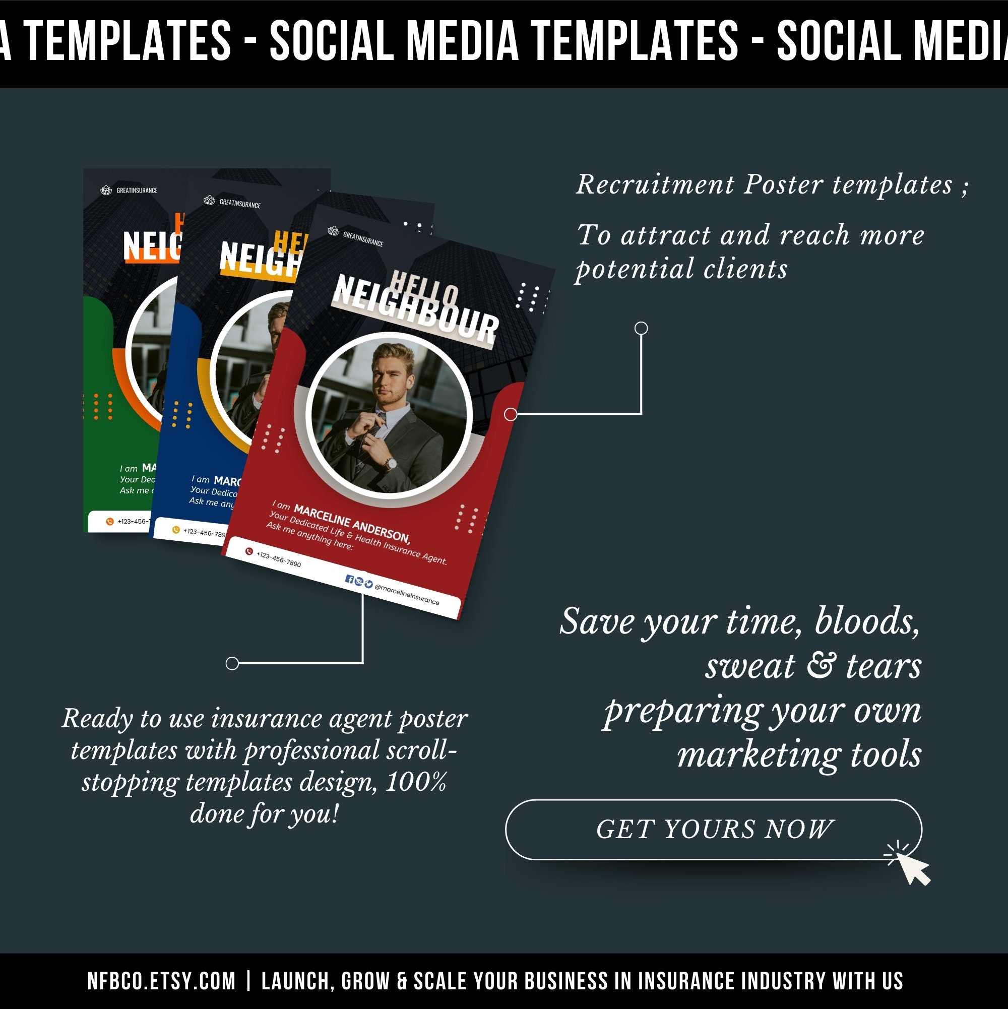 Insurance Agent Introduction Poster Template, Canva Flyer Design - Etsy