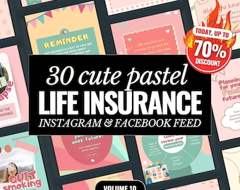 Pastel Insurance Instagram Templates, Animated Social Media Content (Canva)