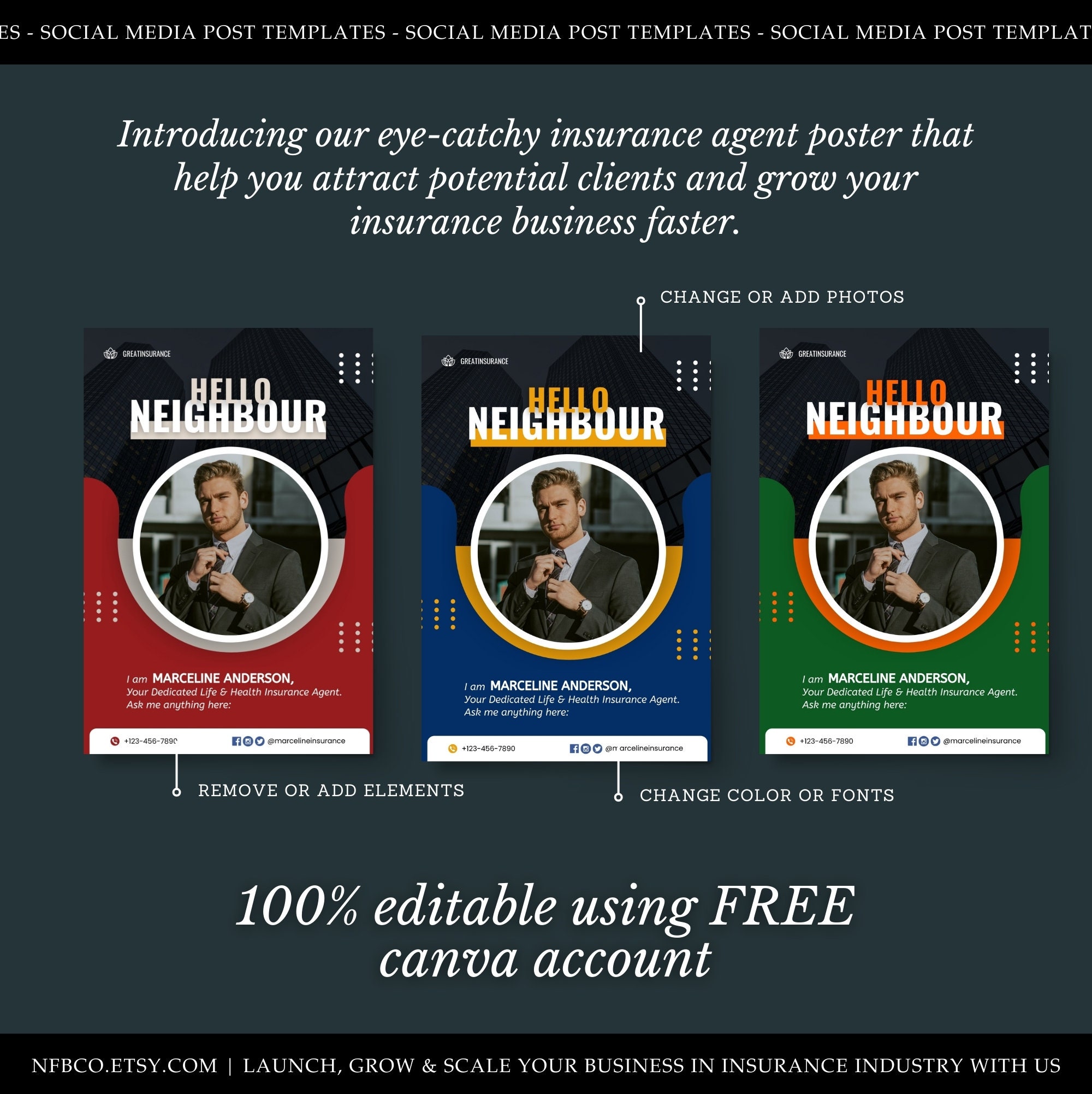Insurance Agent Introduction Poster Template, Canva Flyer Design - Etsy