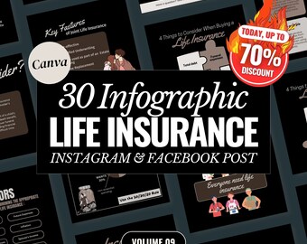 Insurance Agent Instagram Content, Canva Template (Digital Download)