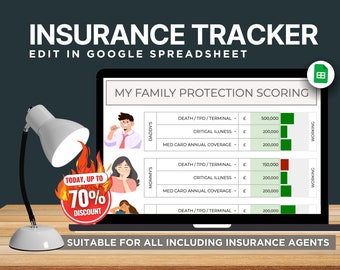 Insurance Tracker | Google Sheets Template | Insurance Policy Organizer | Coverage Tracking | Insurance CRM | Family Insurance Tracker