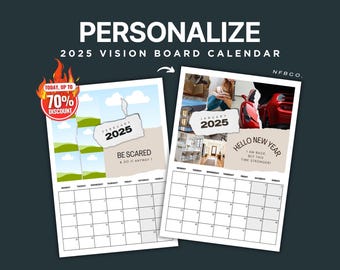 2025 Vision Board Calendar, New Year 2025 Wall Calendar, 2025 Desk Calendar, Personalize 2025 Calendar, 2025 Monthly Calendar + Vision Board
