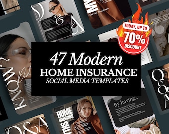 Home Insurance Social Media Templates: Marketing Bundle (Canva)