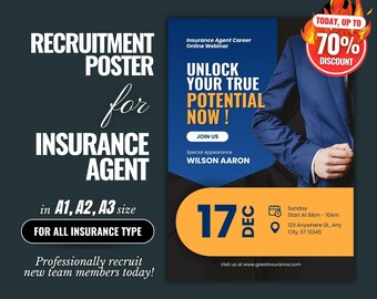 Insurance Agent Recruitment Poster: DIY Canva Flyer Template