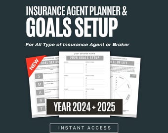 Goal-Setting Bundle with 2025 Calendar, Planner Year 2025, Insurance Agent Annual Goal Tracker, 2025 Goals Tracker, Goal Planner Worksheet