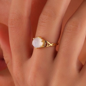 Moonstone ring, Rainbow moonstone ring, Sterling Silver Gem stone Ring, June Birthstone, Gold Filled Engagement Ring, Promise Ring, AU 11 image 1