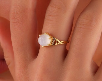 Moonstone ring, Rainbow moonstone ring, Sterling Silver Gem stone Ring, June Birthstone, Gold Filled Engagement Ring, Promise Ring, AU 11