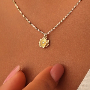 birth flower necklace gold