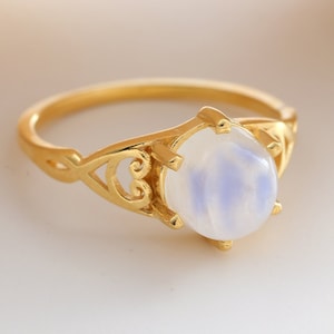 Moonstone ring, Rainbow moonstone ring, Sterling Silver Gem stone Ring, June Birthstone, Gold Filled Engagement Ring, Promise Ring, AU 11 image 3