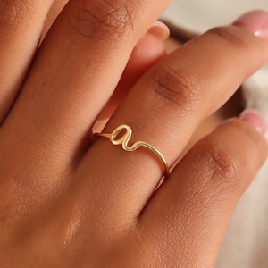 Initial Ring, Tiny letter gold ring, Wire ring, Letter ring, Personalized stacking ring, Gold filled ring, Anniversary gift, Cute ring, AU27