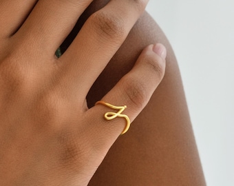 Adjustable Initial Ring, Gold Filled Pinky or Toe Ring, Custom Letter Knuckle Open Ring, Dainty Personalized Jewelry